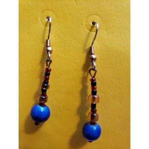 "Blue Globes" Handmade Dangle Earrings